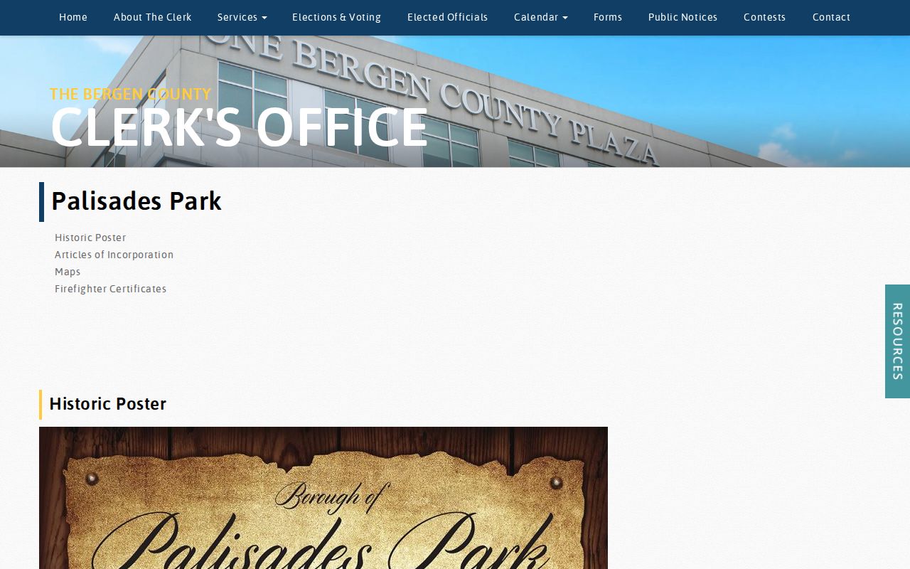 Palisades Park city directory historical records from Bergen County Clerk