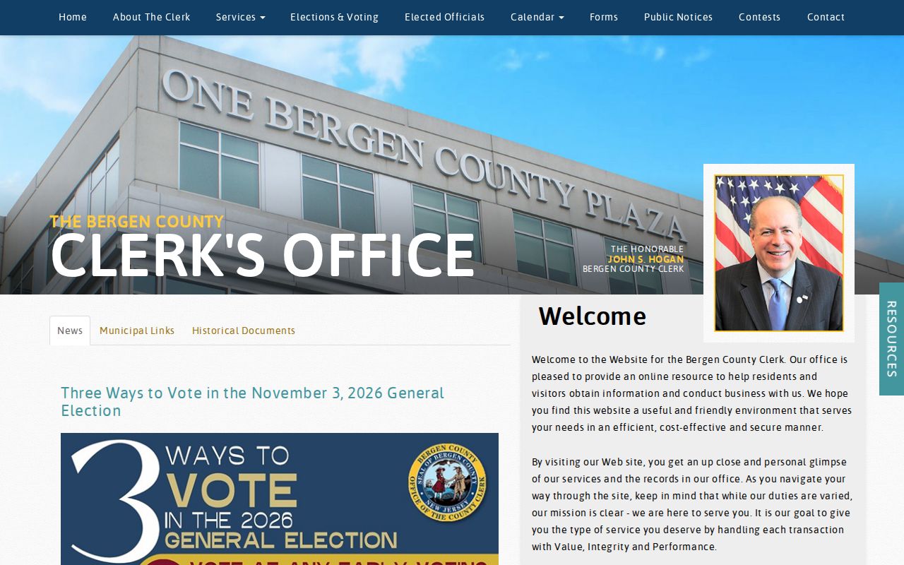 Palisades Park residents directory Bergen County Clerk records gateway