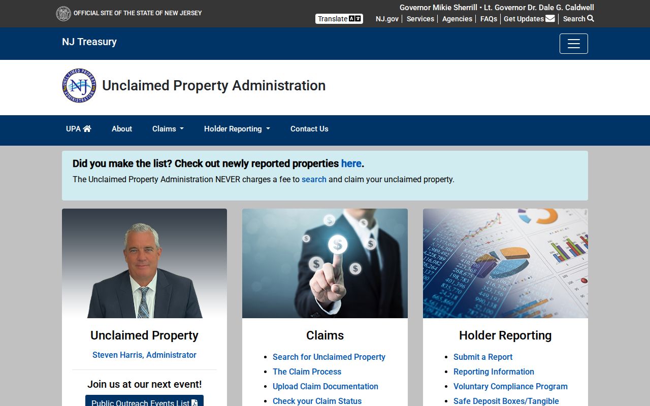 Palisades Park residents directory New Jersey unclaimed property search