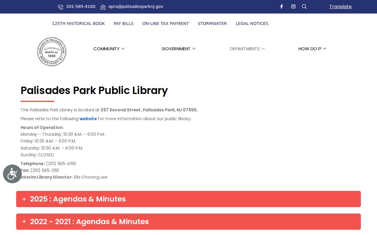 Palisades Park neighbors research through the borough library service page