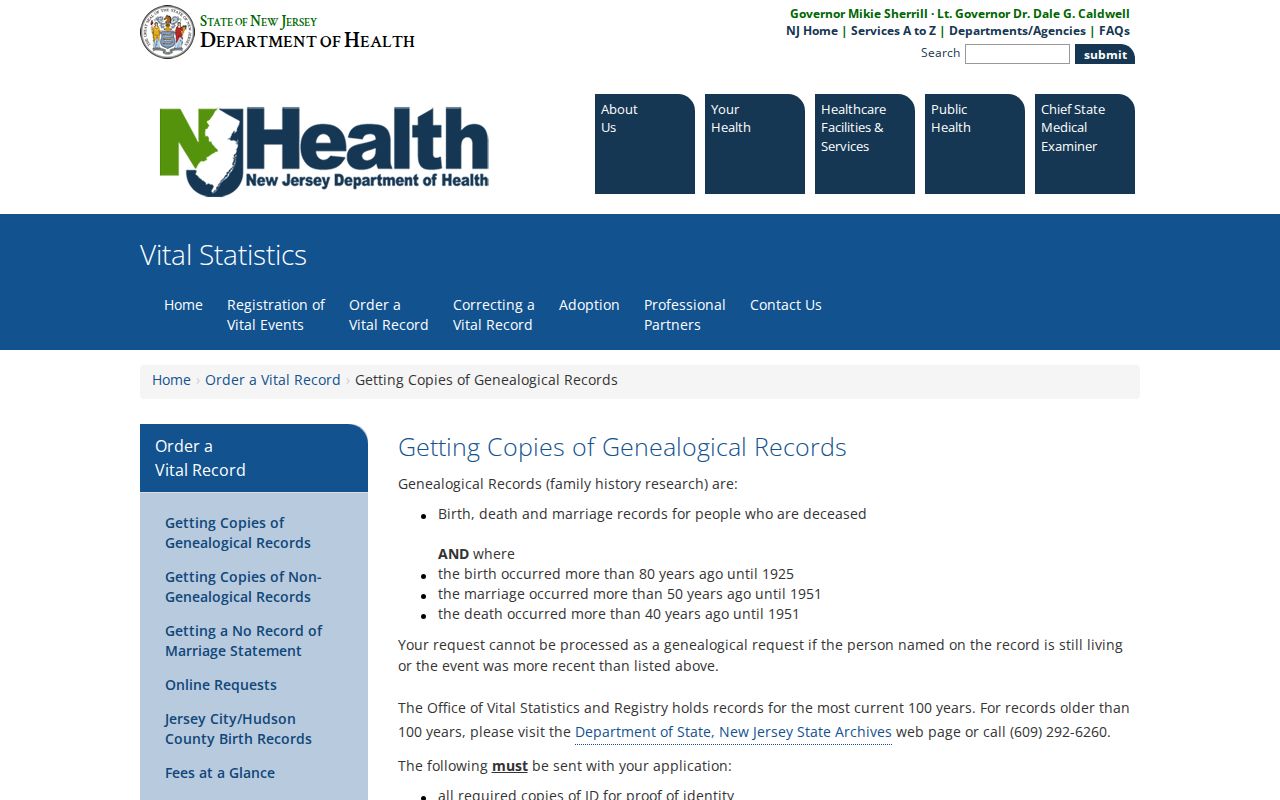 Palisades Park resident lookup using New Jersey genealogical vital-record requests