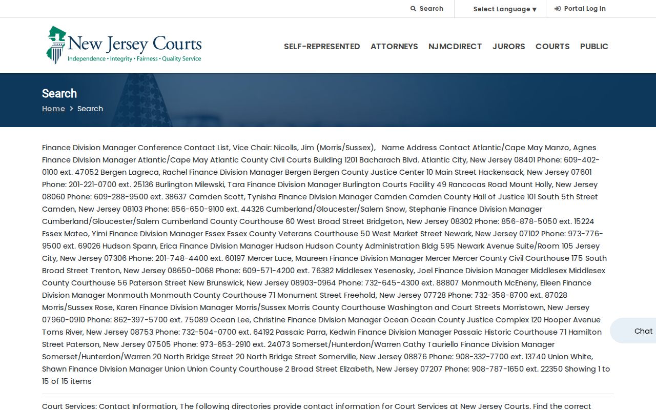 Palisades Park resident lookup through the New Jersey Courts public search