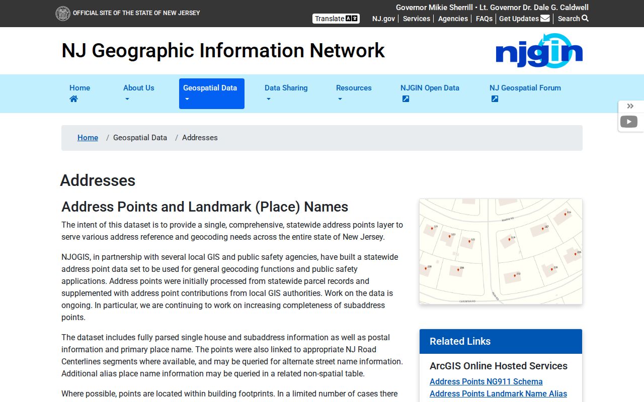 Palisades Park ZIP code directory address-point data