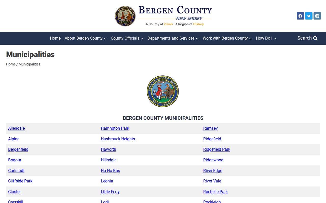 Palisades Park ZIP code directory Bergen County municipalities reference